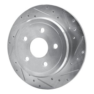 Jeep Commander Brake Rotor (1) - Rear Right - R1 Concepts - Drilled & Slotted - Silver - `05-`10